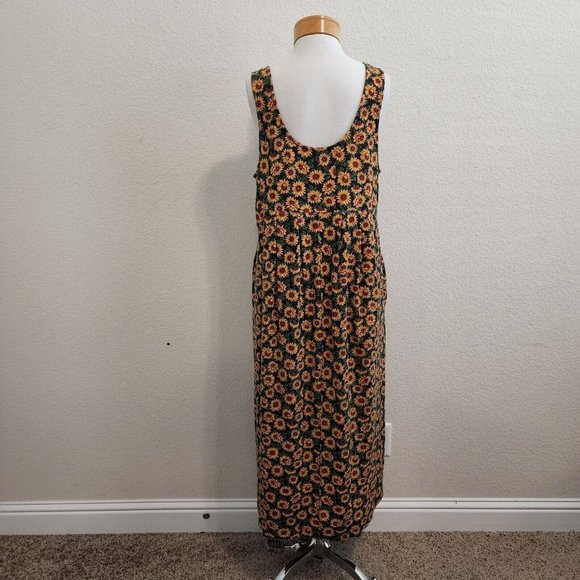 Vintage Steven Ross Naturally Cottage Core Sunflower V Neck Maxi Dress - Picture 7 of 11